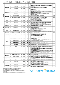 ＊ハッピーホリデー＊ 韓国ソウルオプショナルツアー料金表