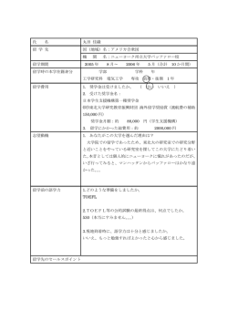 氏 名 丸田 佳織 国（地域）名：アメリカ合衆国 留 学 先 機 関 名