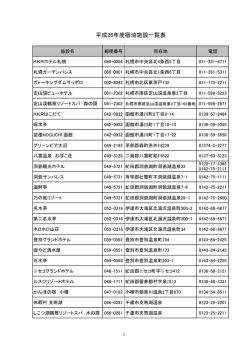 平成26年度宿泊施設一覧表