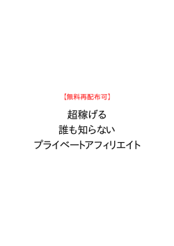超稼げる 誰も知らない プライベートアフィリエイト