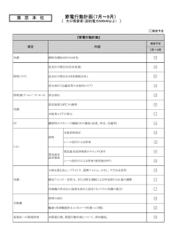 節電行動計画（7月～9月） 東 京 本 社