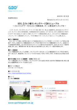 GDO、【ゴルフ場ランキングページ】をリニューアル