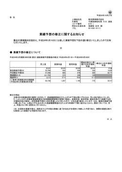 「業績予想の修正に関するお知らせ」を掲載いたし