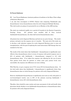 Thalidomide + dexamethasone versus dexamethasone alone in