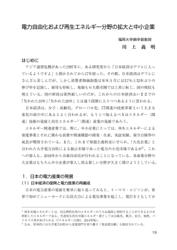 電力自由化および再生エネルギー分野の拡大と中小企業