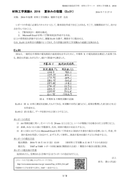 材料工学実験A 2016 夏休みの宿題 （Ex.01） Ex.01