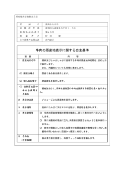 牛肉の原産地表示に関する自主基準