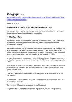 Japanese PM Taro Aso`s family business used British PoWs