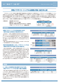 男性パラサイト・シングルは個性が強い自己中心派
