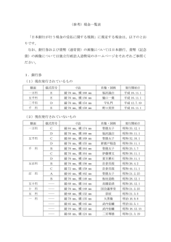 （参考）現金一覧表 「日本銀行が行う現金の受払に関する規則」に規定