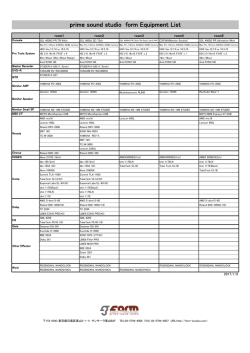 prime sound studio form Equipment List