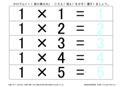 かけざんくく（掛け算九九） こたえ（答え）をかき（書き）ましょう。