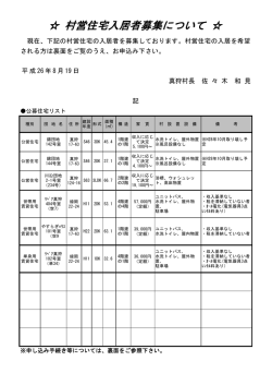 村営住宅入居者募集について