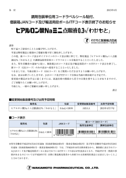 調剤包装単位用コードラベルシール貼付、 個装箱JANコード及び輸送用