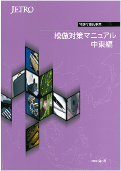 模倣対策マニュアル 中東編（2009年3月、日本貿易振興機構 在外企業