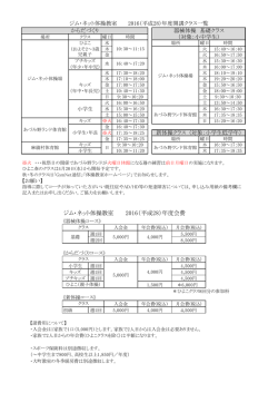 ジム・ネット体操教室 2016（平成28）年度会費
