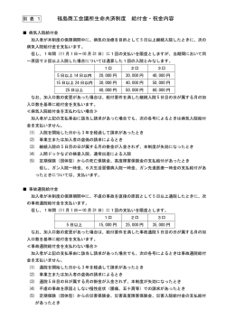 福島商工会議所生命共済制度 給付金・祝金内容【PDF：183KB】
