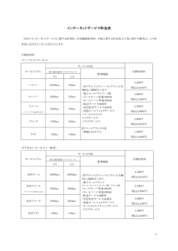 インターネットサービス料金表