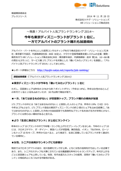 人気ブランドランキング2014 - 株式会社ツナグ・ソリューションズ