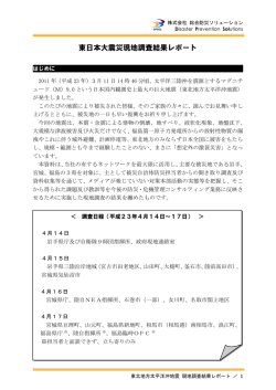 東日本大震災現地調査結果レポート - 株式会社総合防災ソリューション