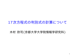 17次方程式の判別式の計算について