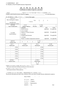 給 与 等 支 払 証 明 書 Certificate of salary/wage