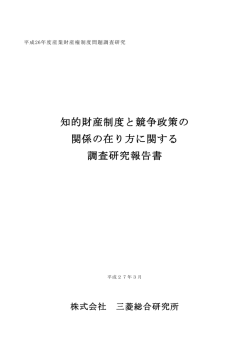 知的財産制度と競争政策の関係の在り方に関する調査研究報告書（平成