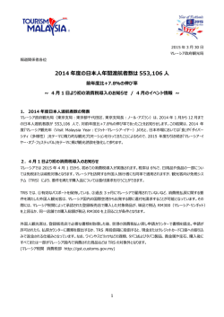 2014 年度の日本人年間渡航者数は 553106 人