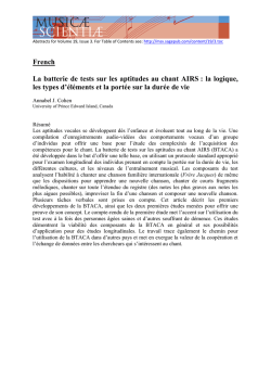 French La batterie de tests sur les aptitudes au chant AIRS