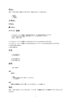 見出し 大見出し テキスト装飾 引用 説明 項目