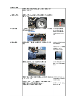 油漏れ対策書 油漏れ事故発生した際は、直ちにその処理を行わ ければ