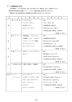 2）企業集団の状況