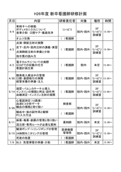 H26年度 新卒看護師研修計画