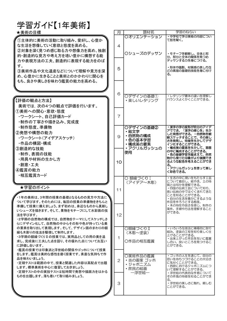 1 2 3学期ガイド