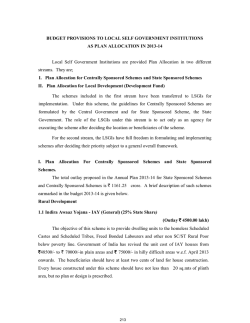 BUDGET PROVISIONS TO LOCAL SELF GOVERNMENT