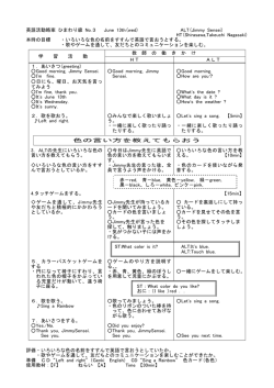 英語活動略案 ひまわり級 No.3 June 13th(wed) ALT(Jimmy Sensei