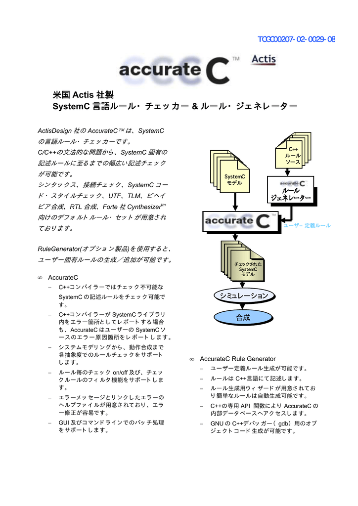 米国 Actis 社製 Systemc 言語ルール チェッカー