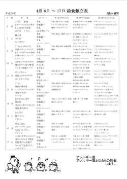 4月6目&sim;17目給食献立表