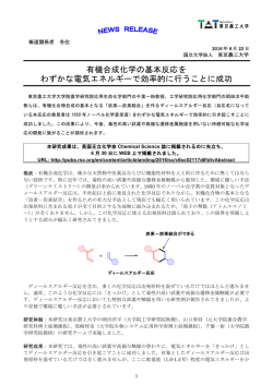 有機合成化学の基本反応を わずかな電気エネルギーで効率的に行うこと