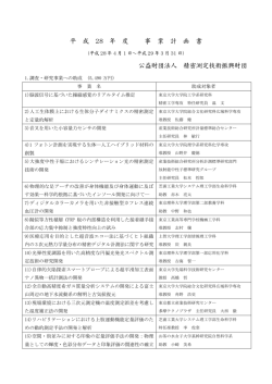 平成28年度 事業計画書 PDF - 公益財団法人精密測定技術振興財団