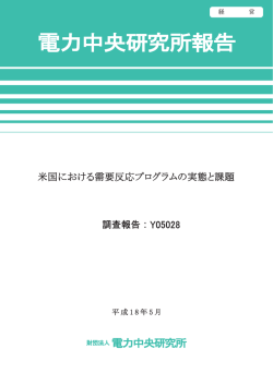 「米国における需要反応プログラムの実態と課題」（報告書番号： Y05028）