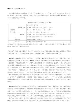 1－2 ゲーム機について ゲーム業界で扱われる商品は、ハード（ゲーム機