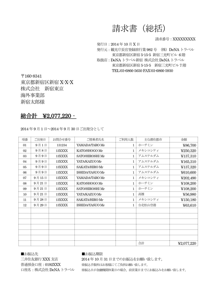 請求書 総括