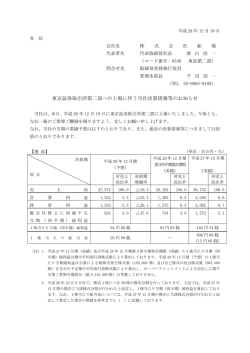 東京証券取引所第二部への上場に伴う当社決算情報等