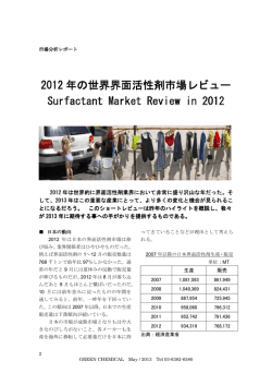 2012 年の世界界面活性剤市場レビュー Surfactant Market Review in