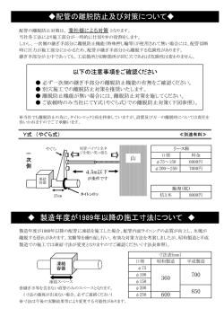 配管の離脱防止及び対策について   製造年度が1989年以降の施工寸法