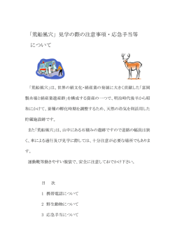 「荒船風穴」見学の際の注意事項・応急手当等 について
