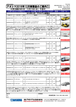アオシマ2016年12月新製品のご案内①