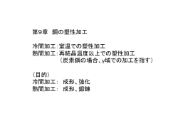 第9章 鋼の塑性加工 冷間加工：室温での塑性加工 熱間加工