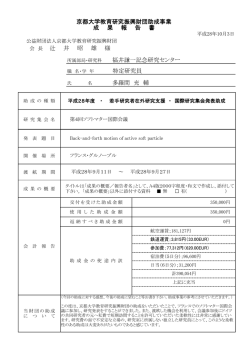 会 長 辻 井 昭 雄 様 所属部局・研究科 福井謙一記念研究センター 多